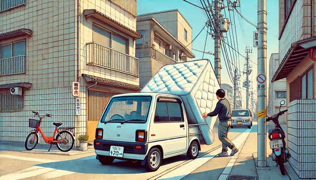 ハイゼットカーゴでマットレスを運ぶ