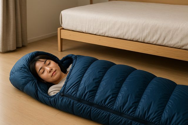 寝袋を家で使う