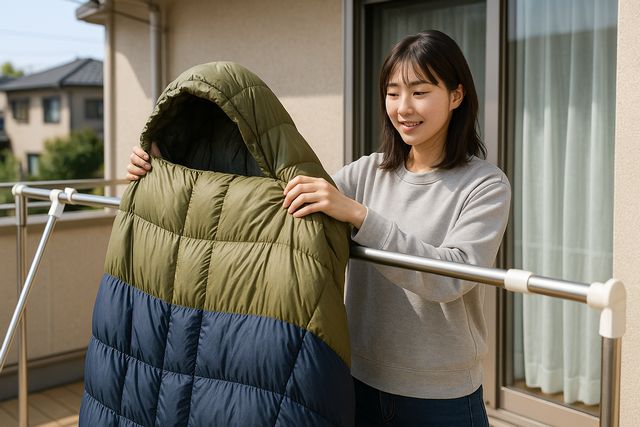寝袋の干し方
