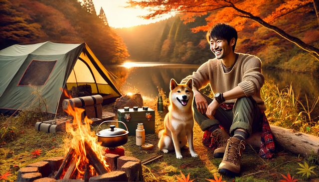 犬がキャンプで寝る時
