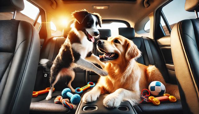 犬が車でポータブルクーラー